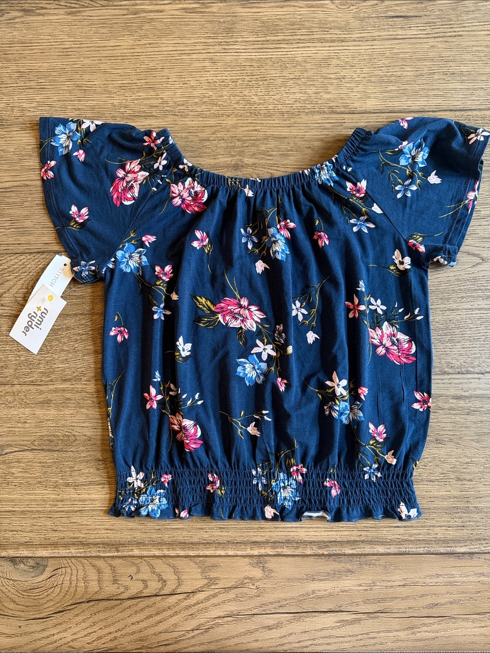 NWT Girls Navy Floral Top